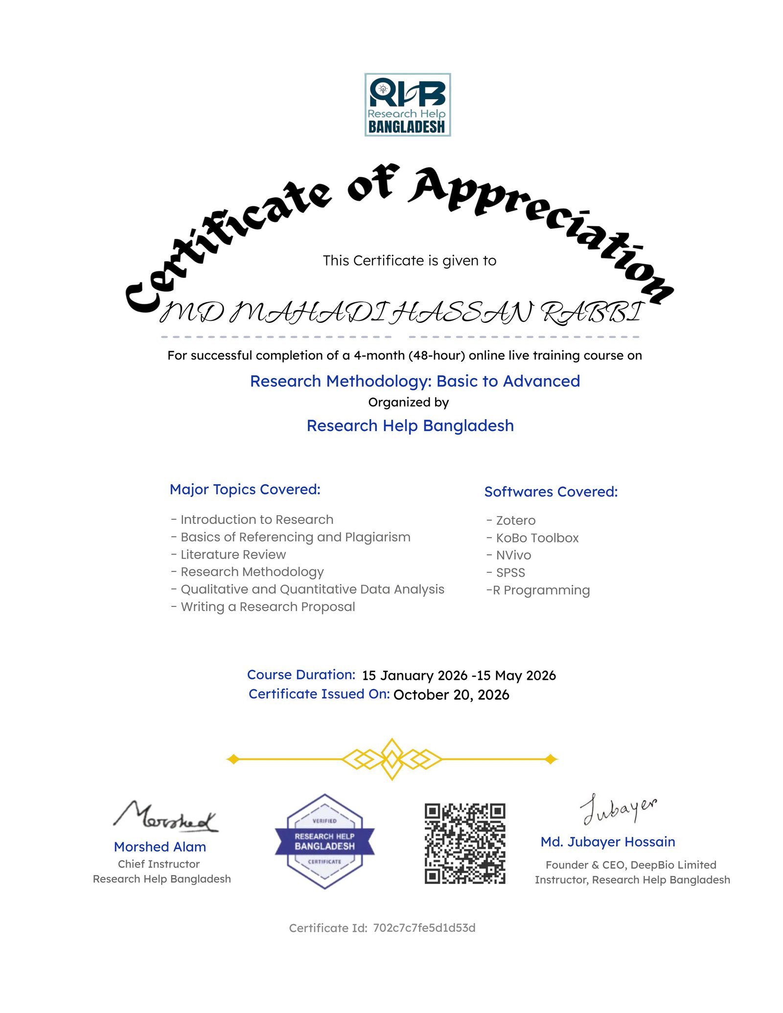 Research Course: Beginning to Advance (32th Batch)